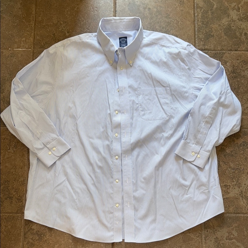 Brooks Brothers Men's Blue Striped Button Down Shirt 19-34/35